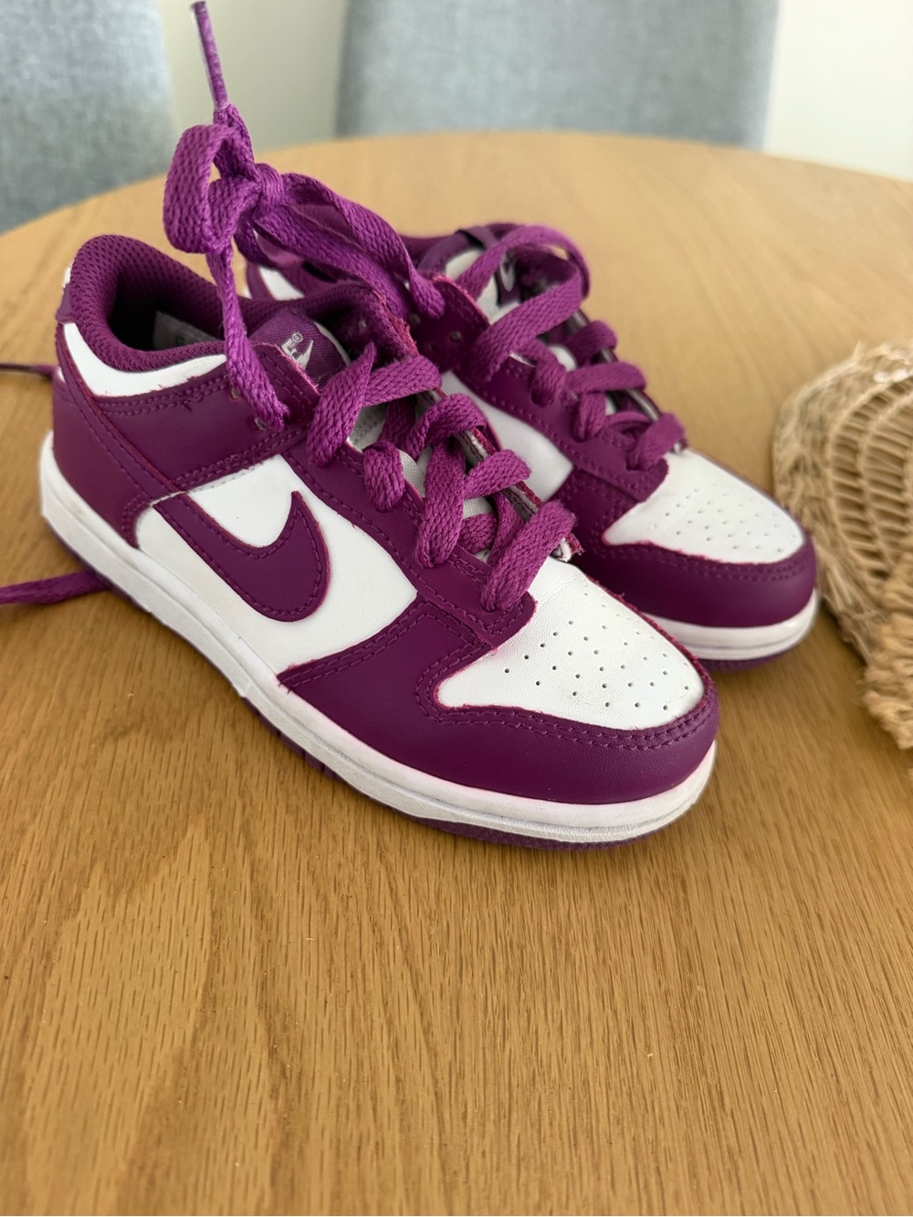 Nike Dunk Low Viotech White Purple Basketball Sneakers FB9108-110 PS Child 11c